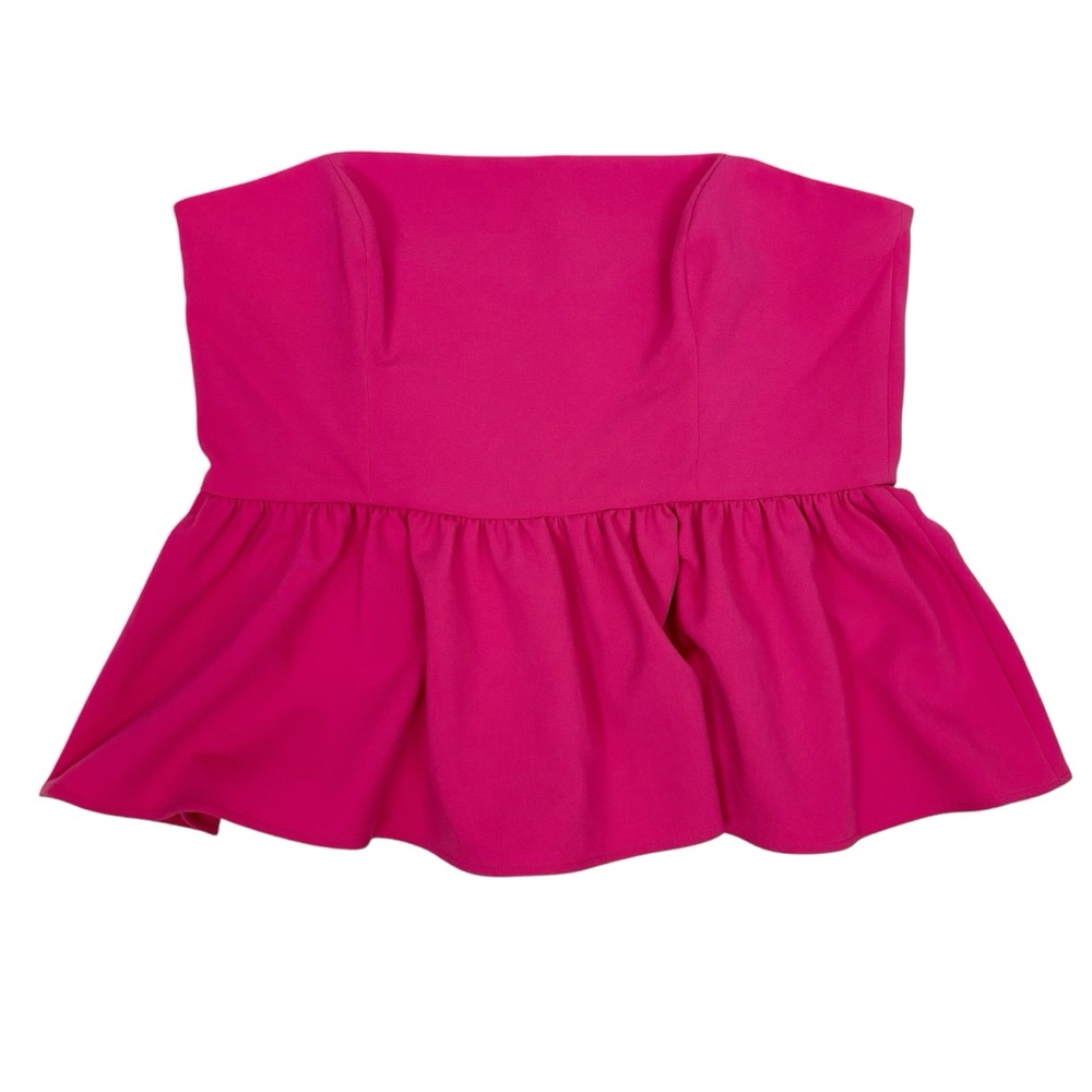 French Connection Whisper Strapless Peplum Top Size 12 - Picture 2 of 9